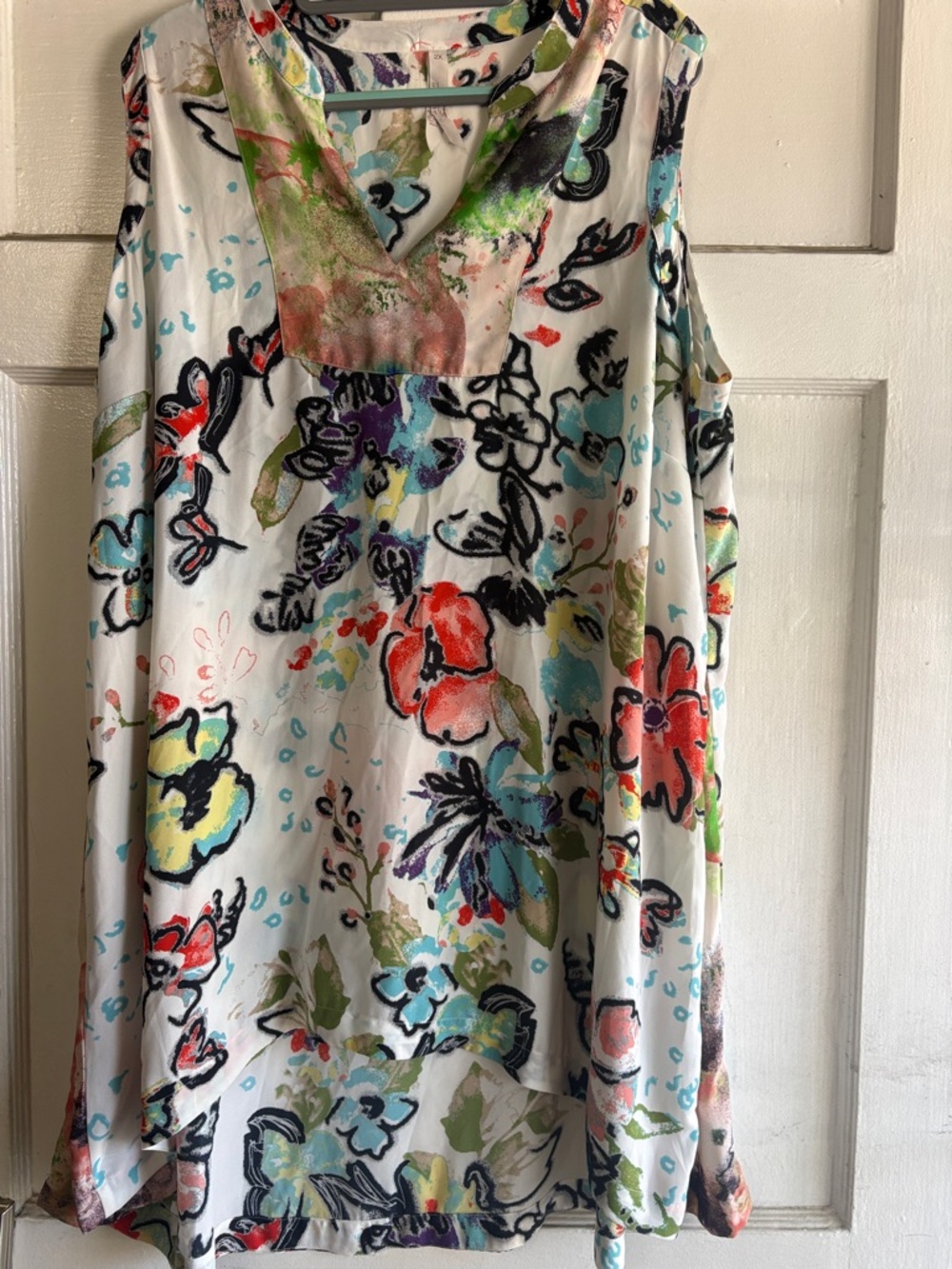 Melissa McCarthy Seven7 Floral High-Low Sleeveless Blouse - Plus Size 2X
